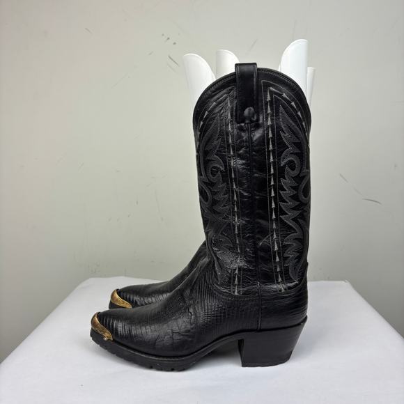 Dan Post Exotic Teju Lizard Western Cowboy Boots Black Men\'s 7 EW main image 4